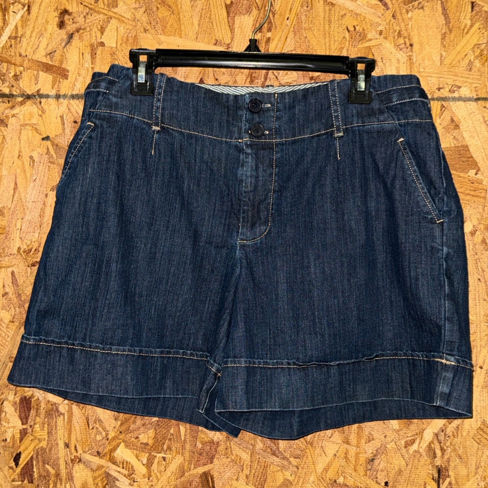 MADISON Dark Denim Jean Mom Shorts Cinched Buckle Waists Plain Quality Basics XL